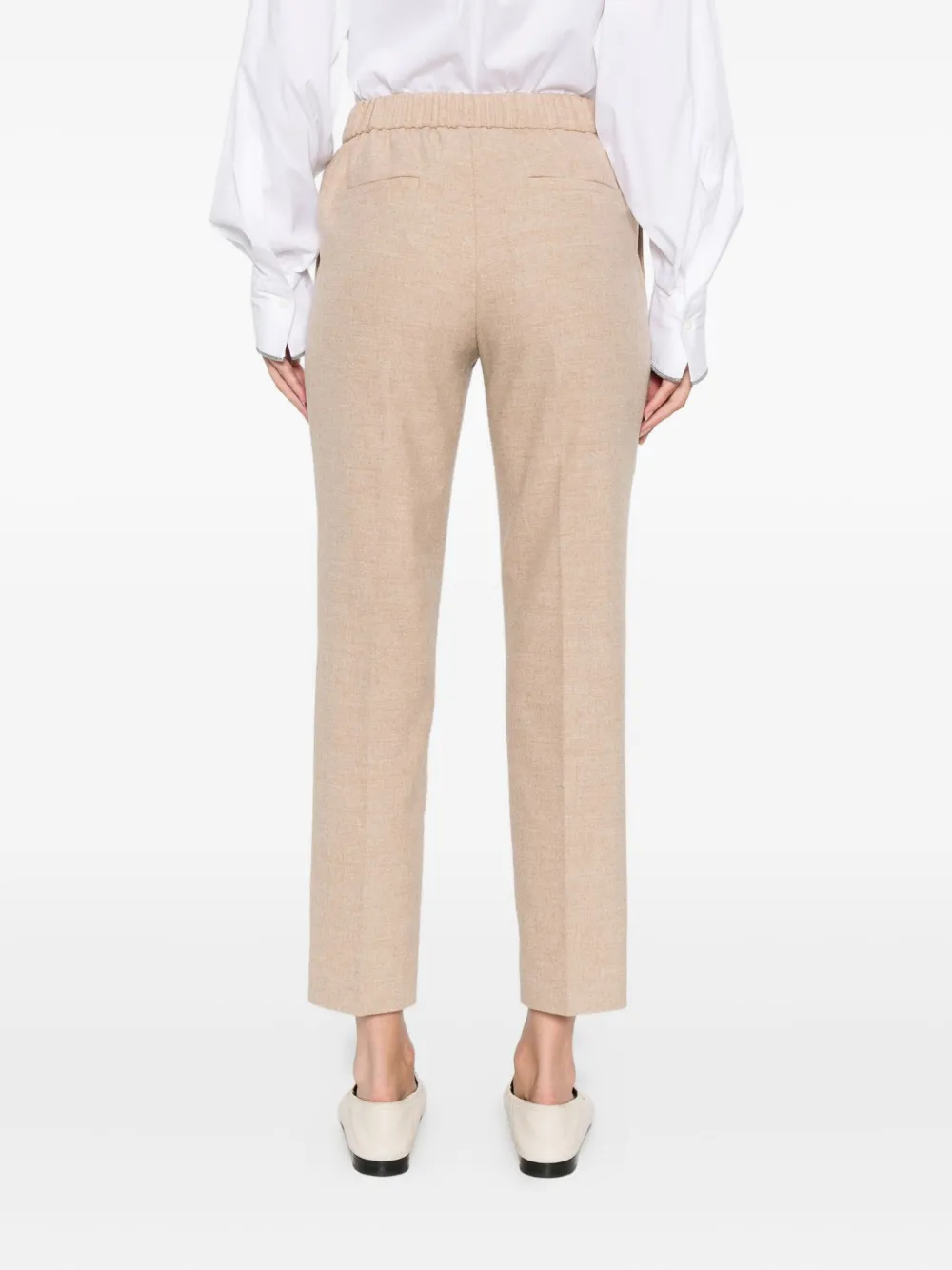 Peserico elastic-waistband side-stripe trousers Beige