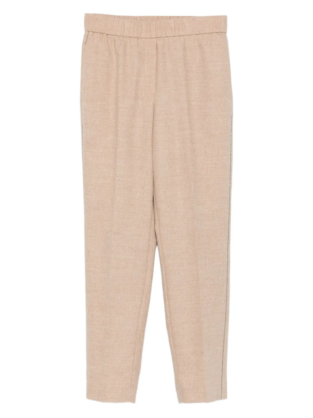 Peserico elastic-waistband side-stripe trousers Beige