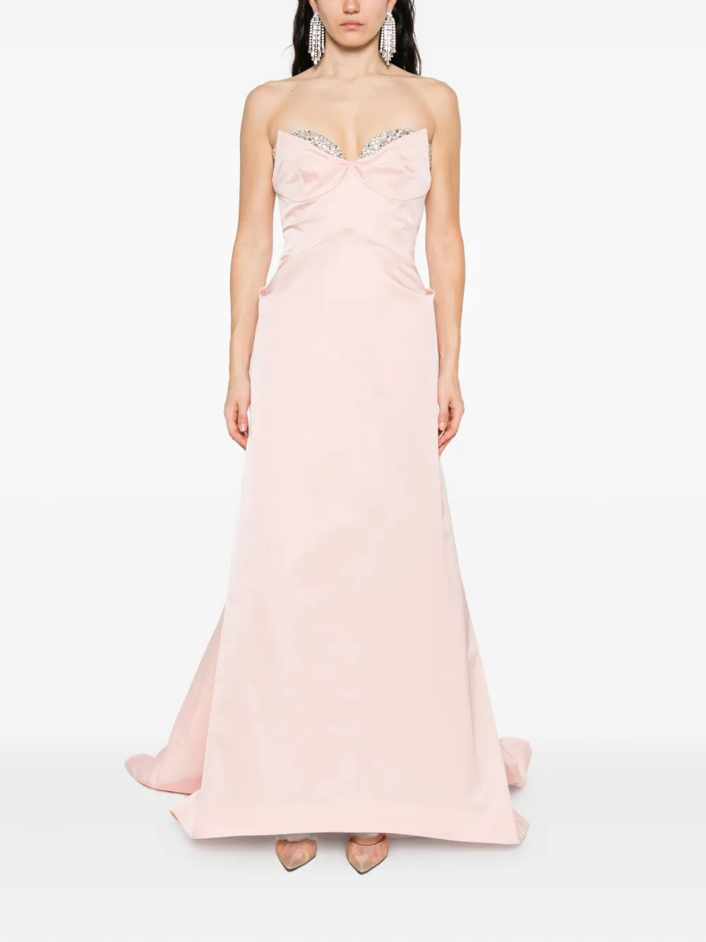 Alexander McQueen Gelaagde jurk verfraaid met kristallen - Roze