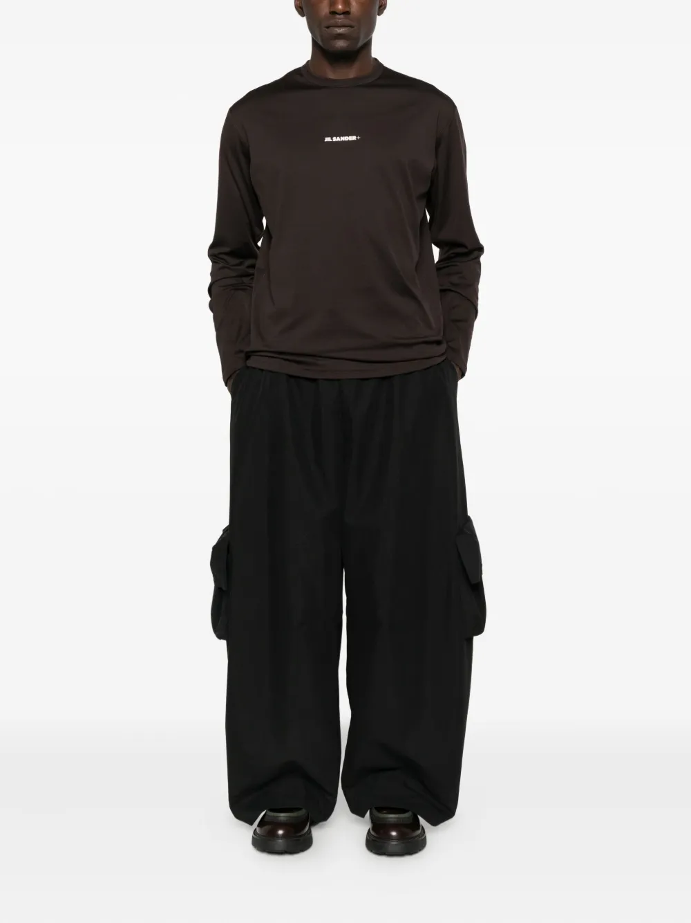 Jil Sander logo-motif long-sleeve T-shirt - Bruin