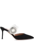 Aquazzura 75mm Crystal Hoop pointed-toe mules - Black