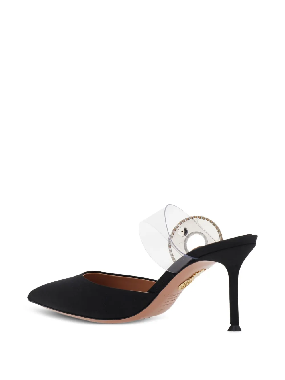 Aquazzura 75mm Crystal Hoop pointed-toe mules Black