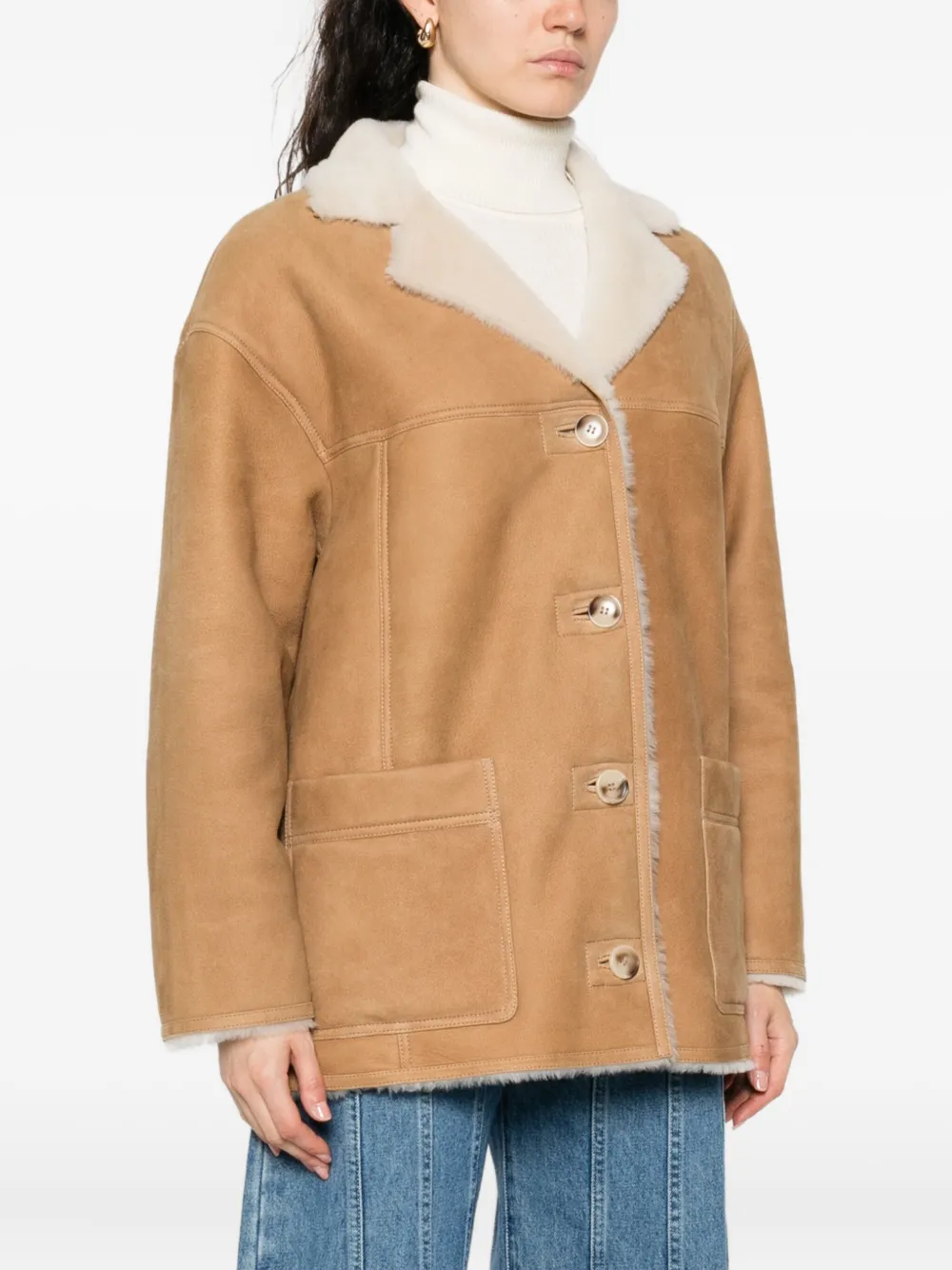 Simonetta Ravizza Suede Jacket In Neutral