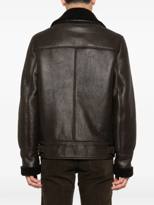 コート Salvatore Santoro Leather and shearling jacket Salvatore Santoro shearling-collar Leather Jacket | Brown