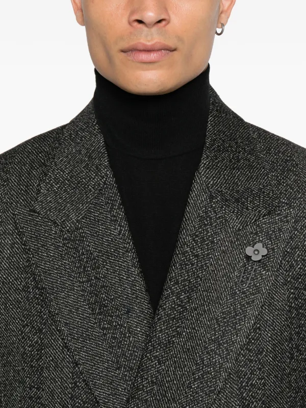 Lardini ヘリンボーン ダブルコート | ブラック | FARFETCH JP