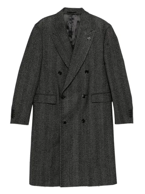 Lardini double-breasted herringbone coat