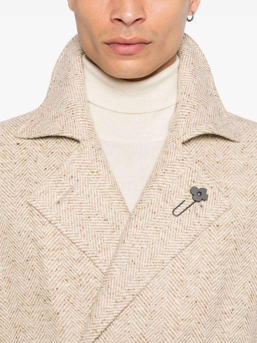 Lardini Jas met visgraatpatroon Beige