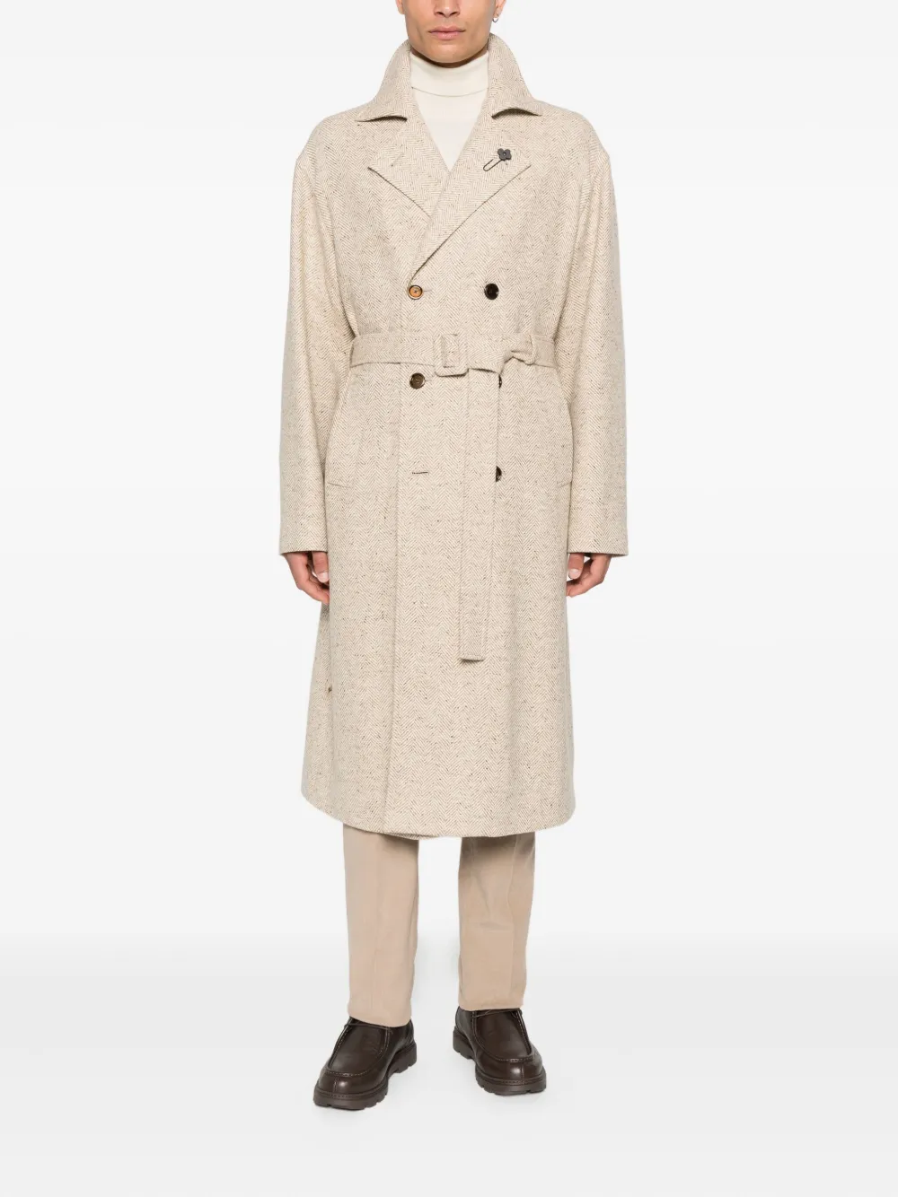 Lardini Jas met visgraatpatroon Beige