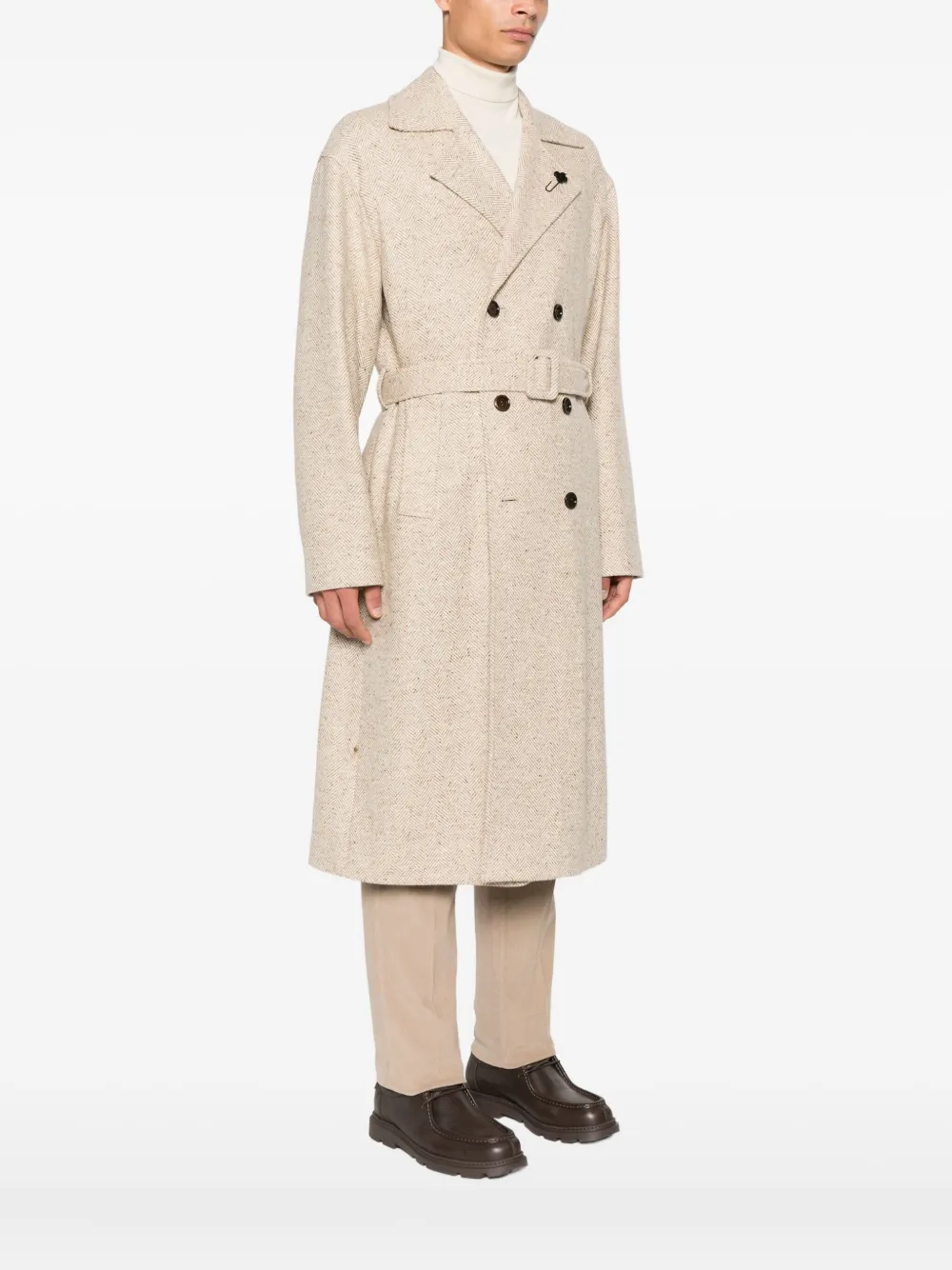 Lardini Jas met visgraatpatroon Beige