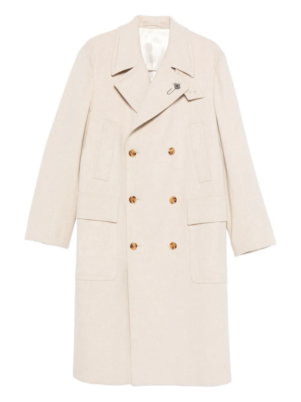 Lardini Double-breasted Wool Coat In Neutral