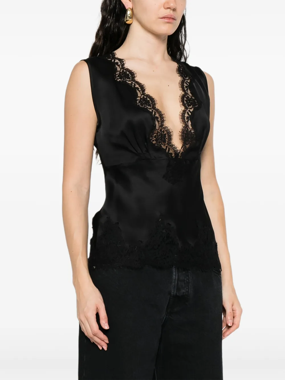 ERMANNO FIRENZE Top met kant Zwart