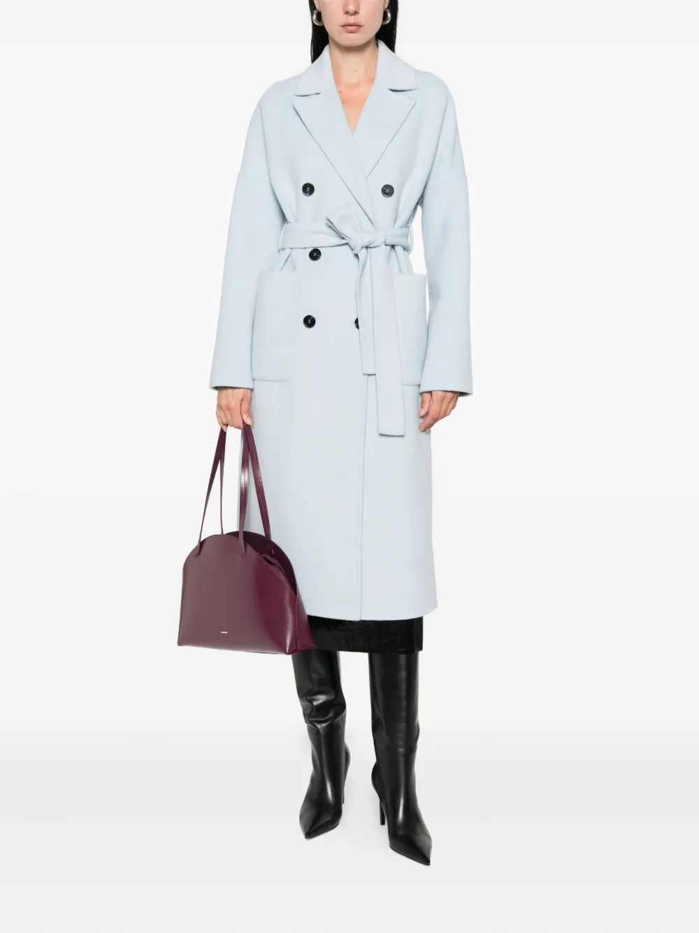 ERMANNO FIRENZE Jas met ceintuur Blauw