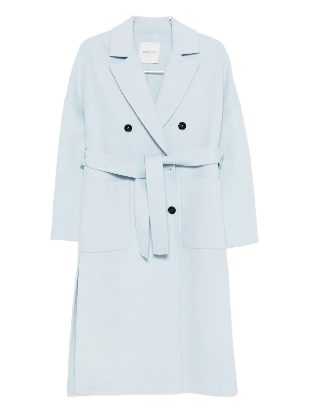 Ermanno Firenze Belted Double-breasted Coat In Blue