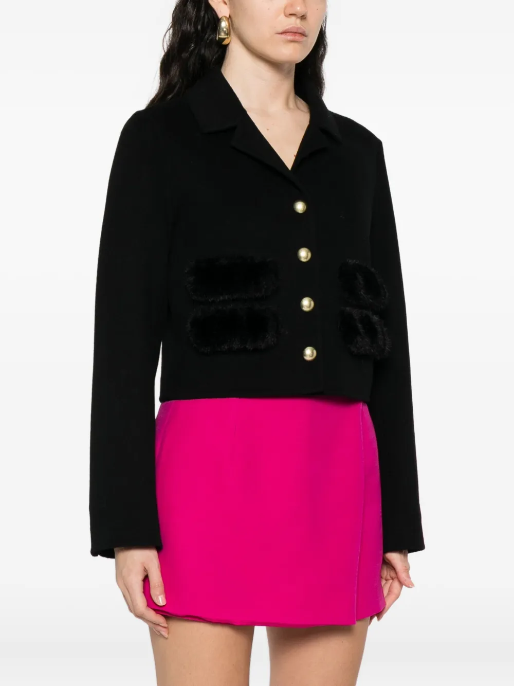 ERMANNO FIRENZE Cropped jack met knopen Zwart