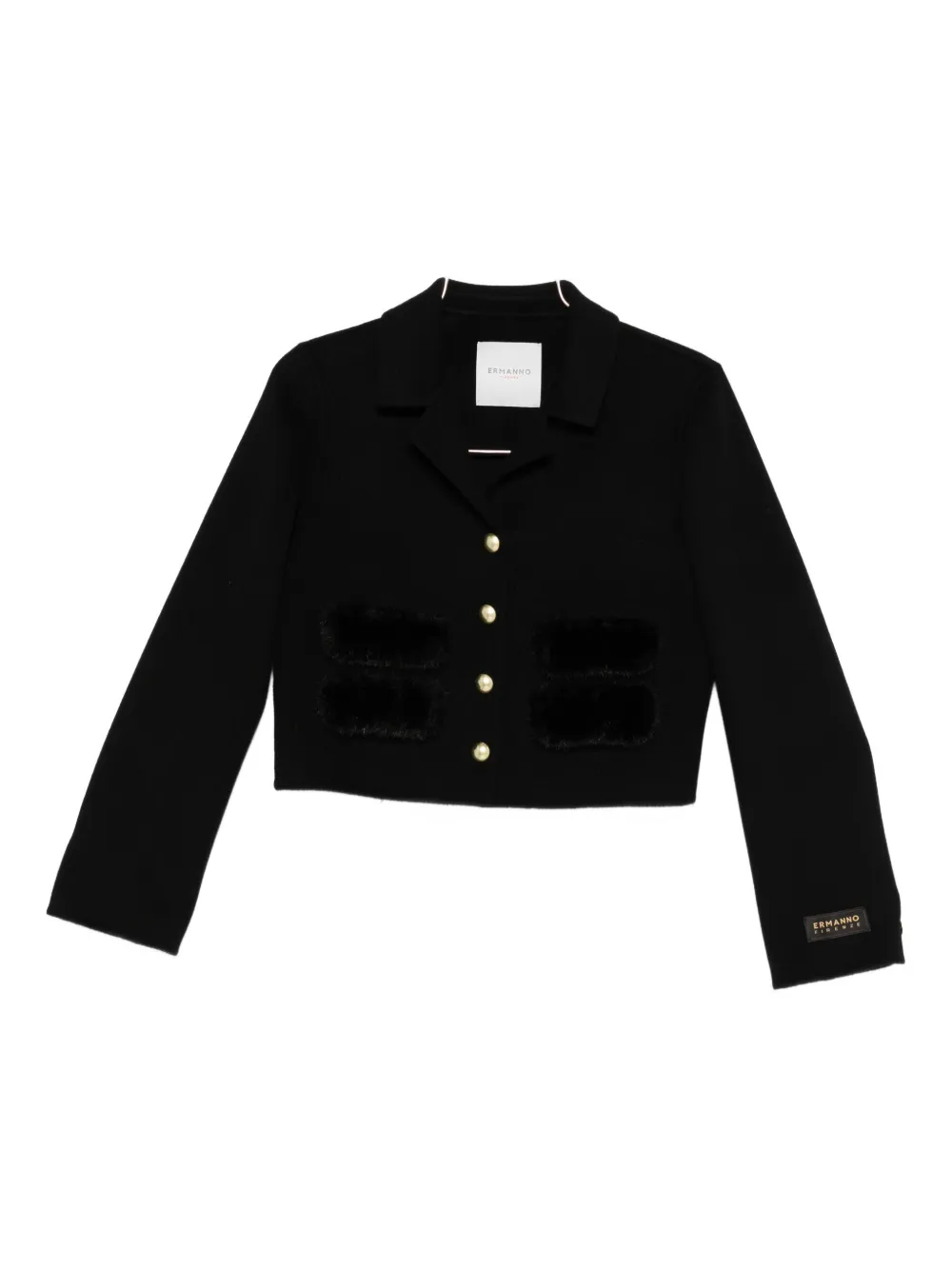 Ermanno Firenze Detailed Buttoned Cropped Jacket In Black