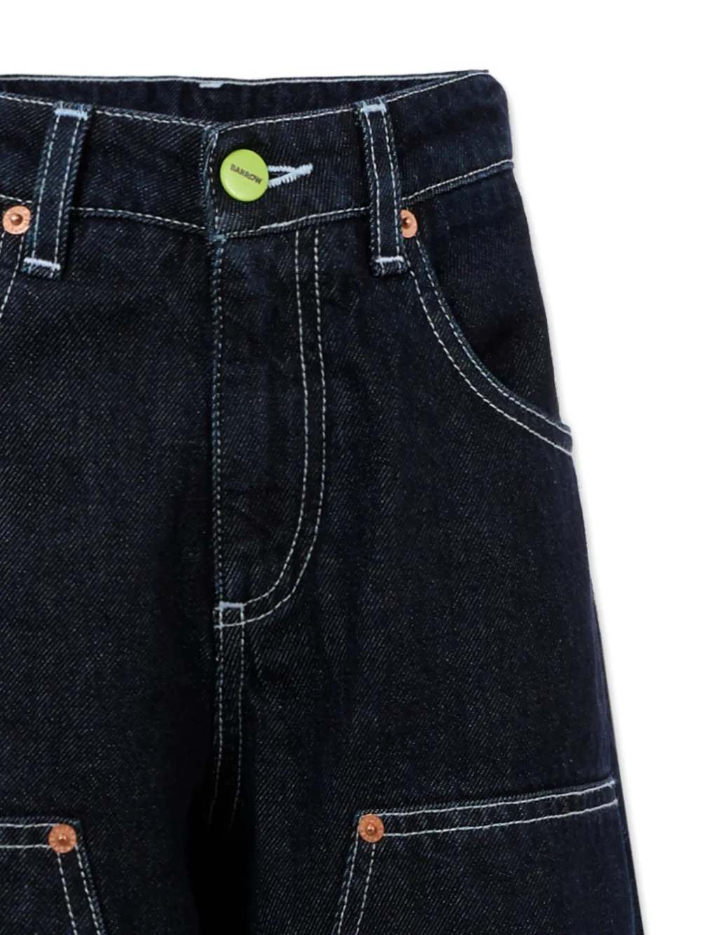 Barrow kids contrast-stitch wide-leg jeans Blauw