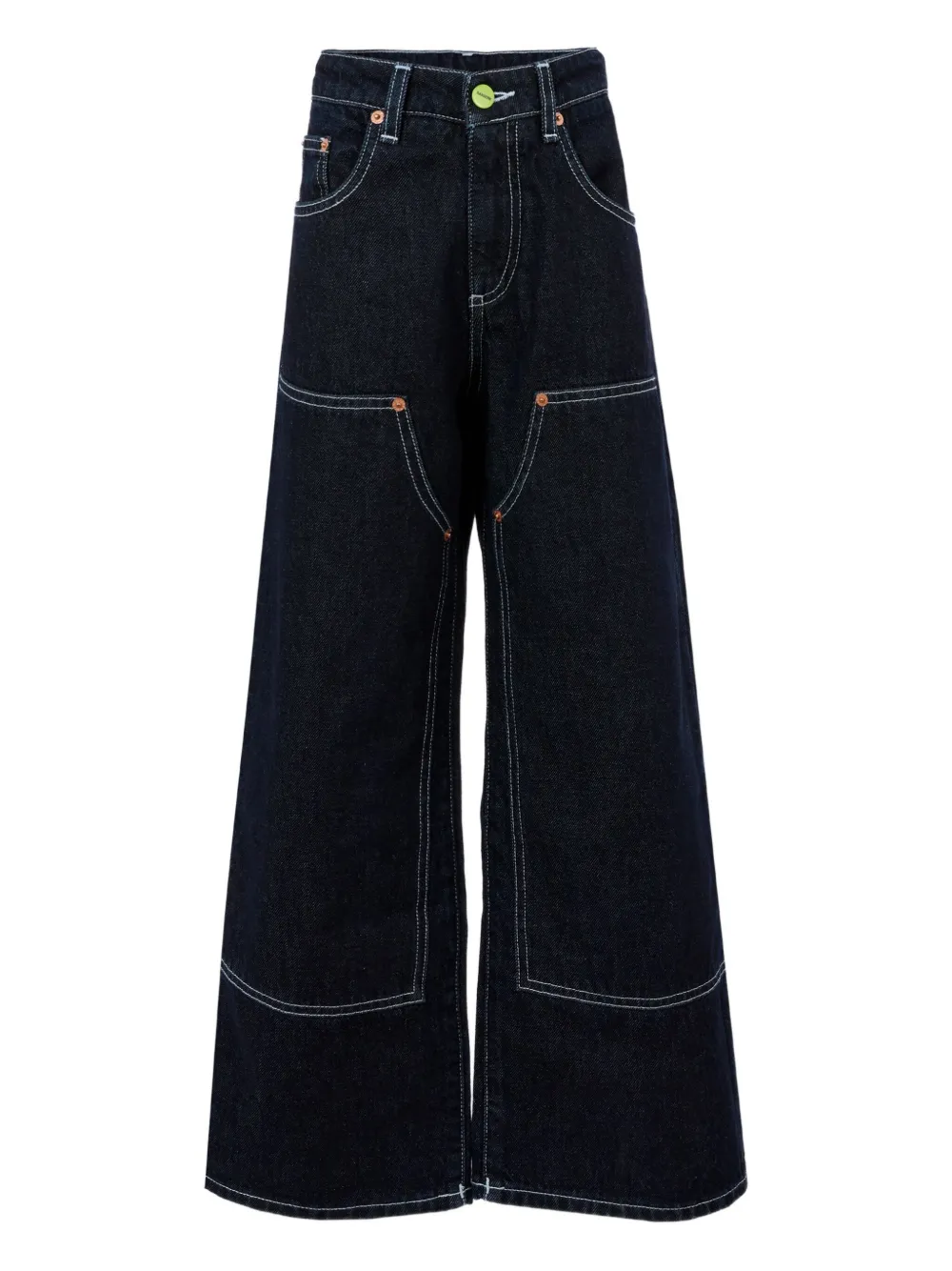 Barrow kids contrast-stitch wide-leg jeans Blauw