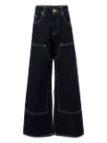 Barrow kids contrast-stitch wide-leg jeans - Blue