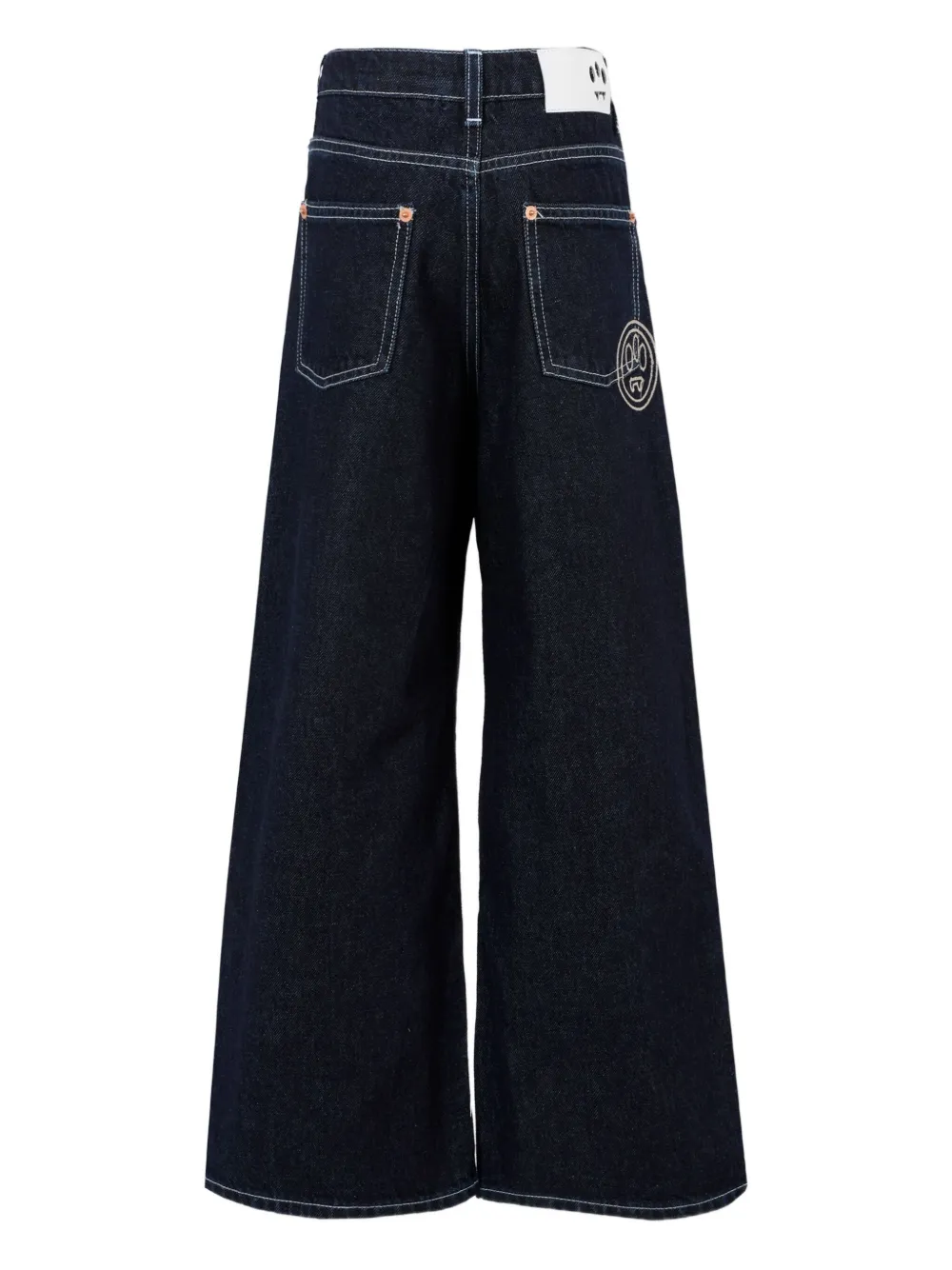 Barrow kids contrast-stitch wide-leg jeans Blauw