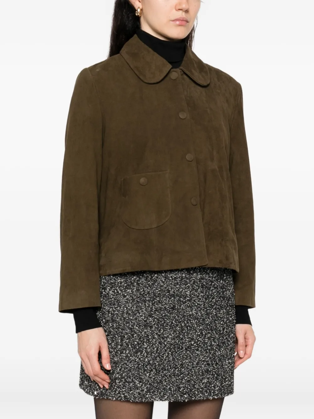 Ba&sh Classic-collar Leather Jacket In Gray