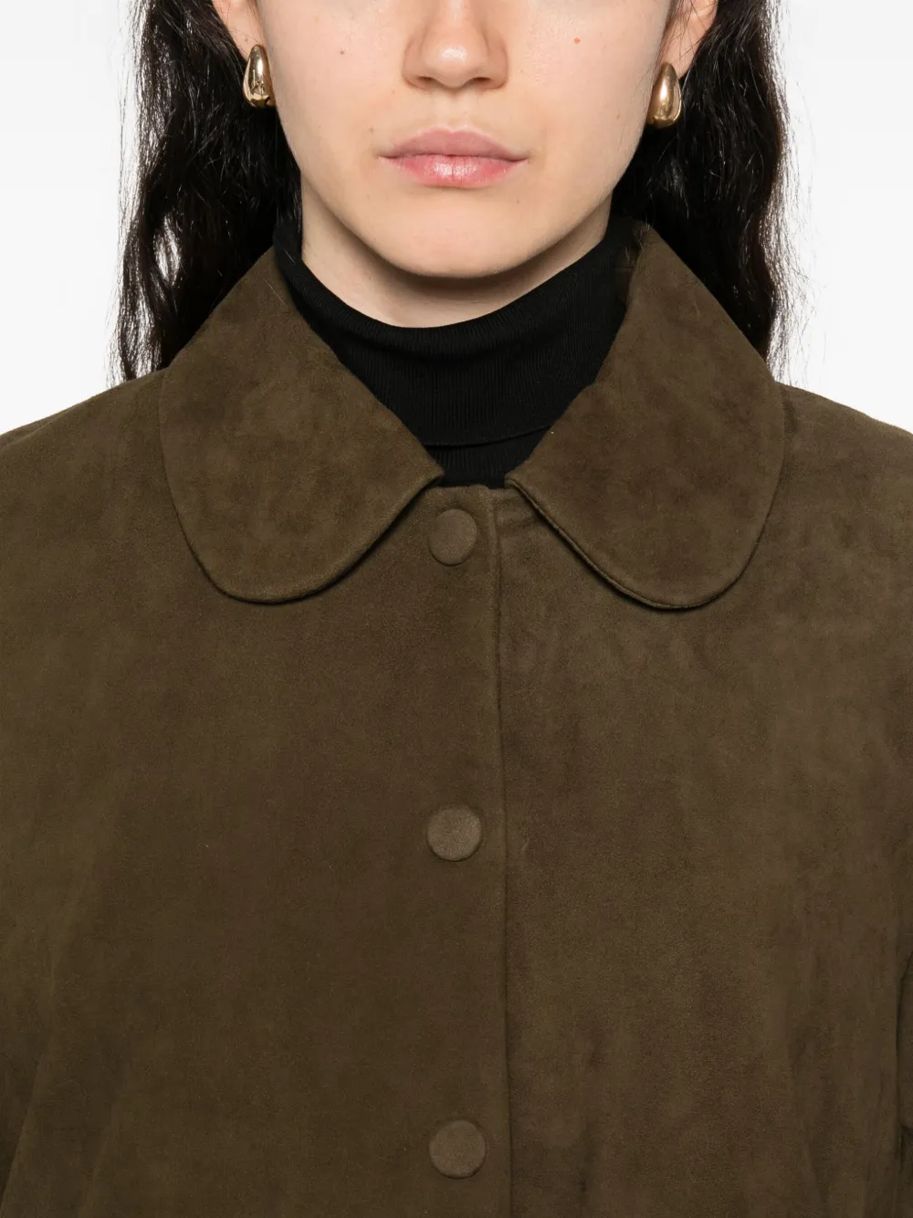 Ba&sh Classic-collar Leather Jacket In Gray