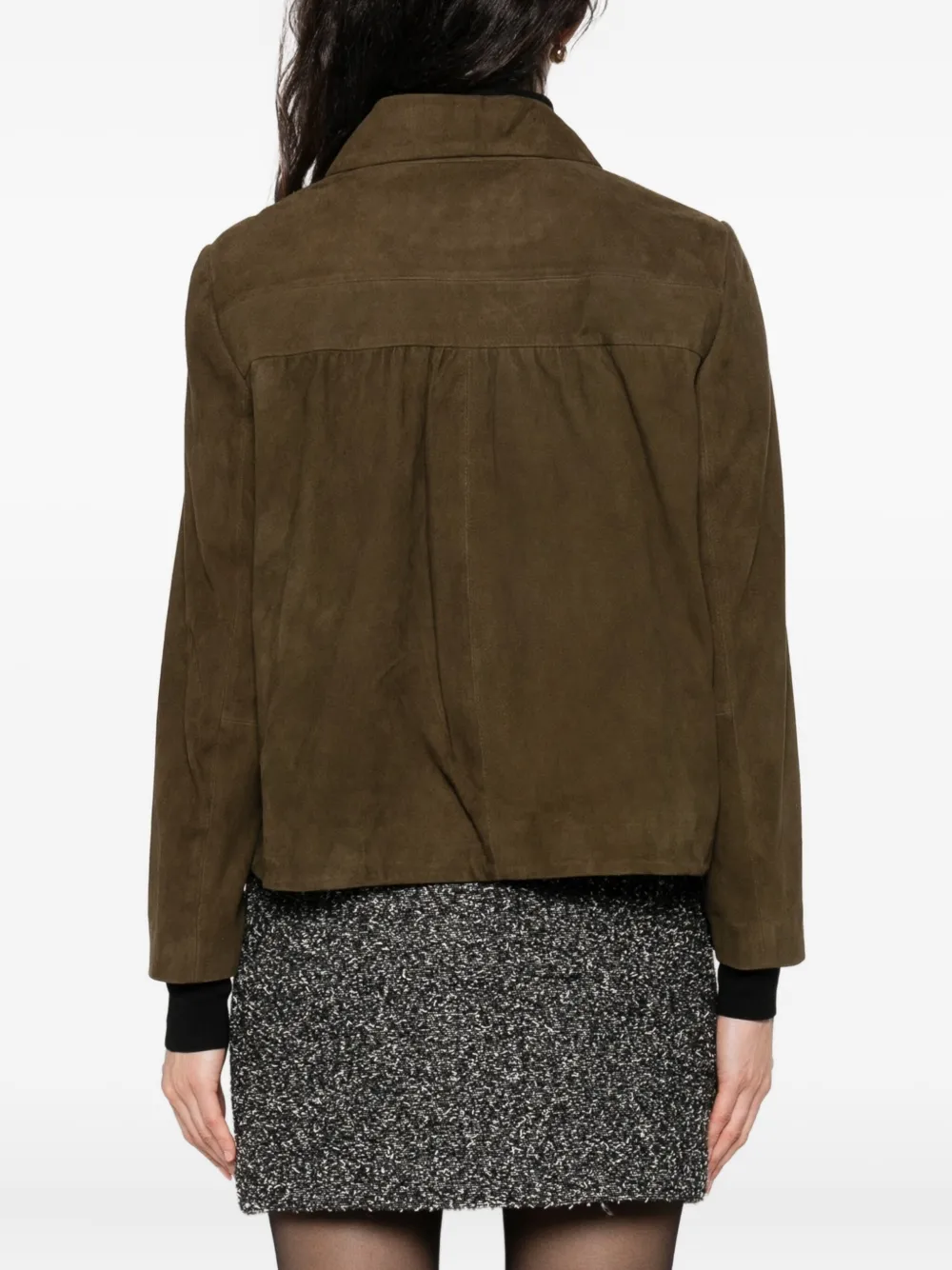 Ba&sh Classic-collar Leather Jacket In Gray