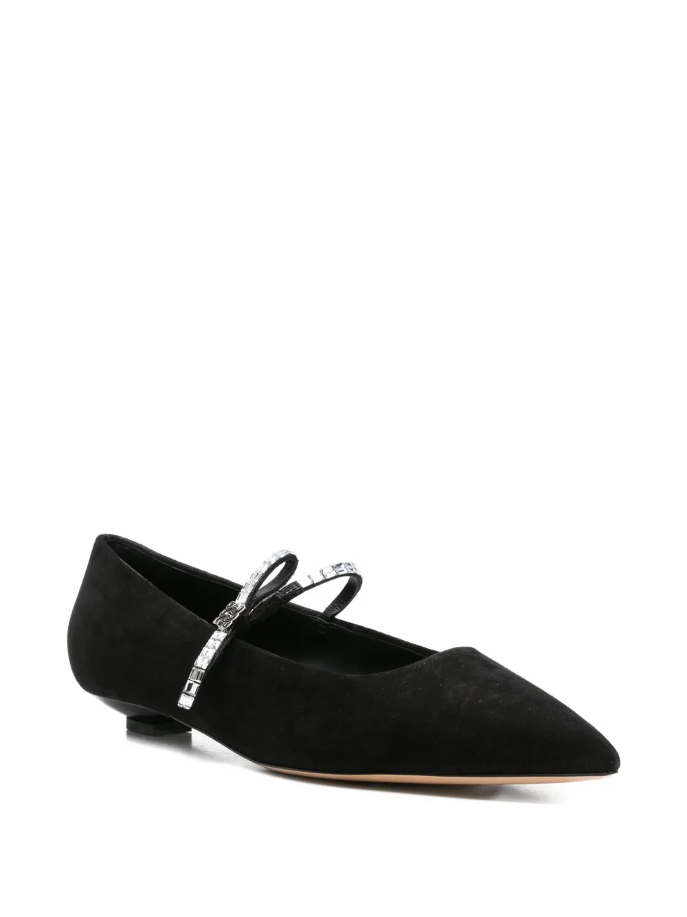 Casadei embellished pointed-toe flat pumps Black