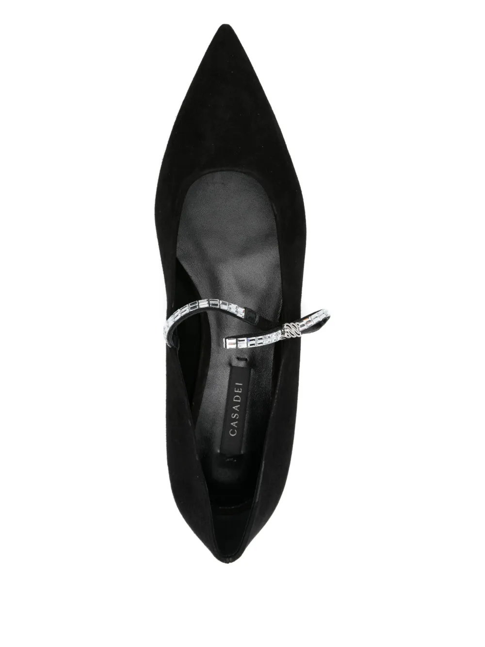Casadei embellished pointed-toe flat pumps Black