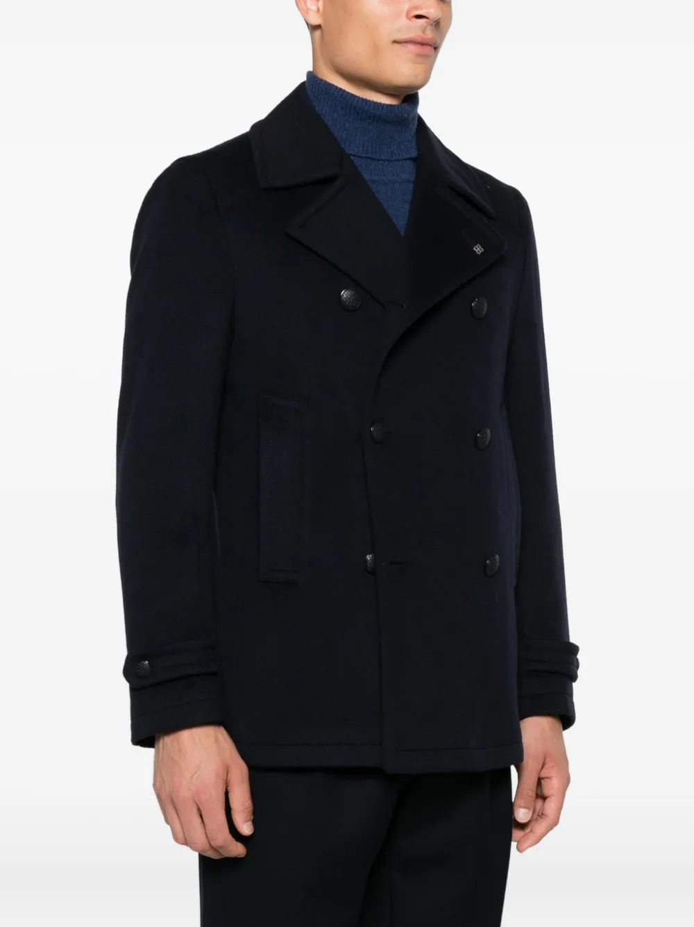Tagliatore Wollen jas met dubbele rij knopen Blauw