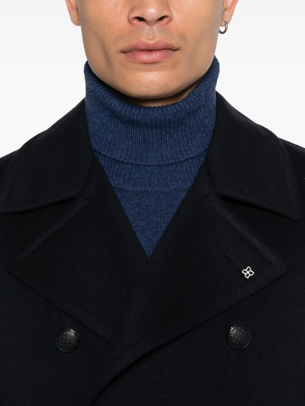 Tagliatore Wollen jas met dubbele rij knopen Blauw