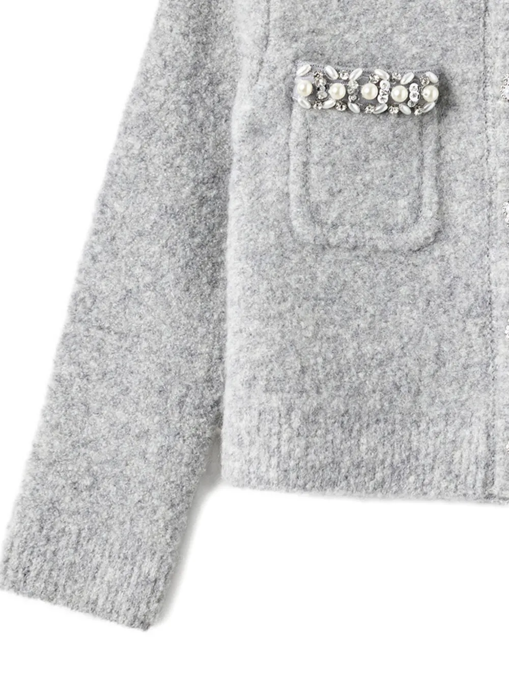 Self-Portrait Kids Vest verfraaid met parels en zak Grijs