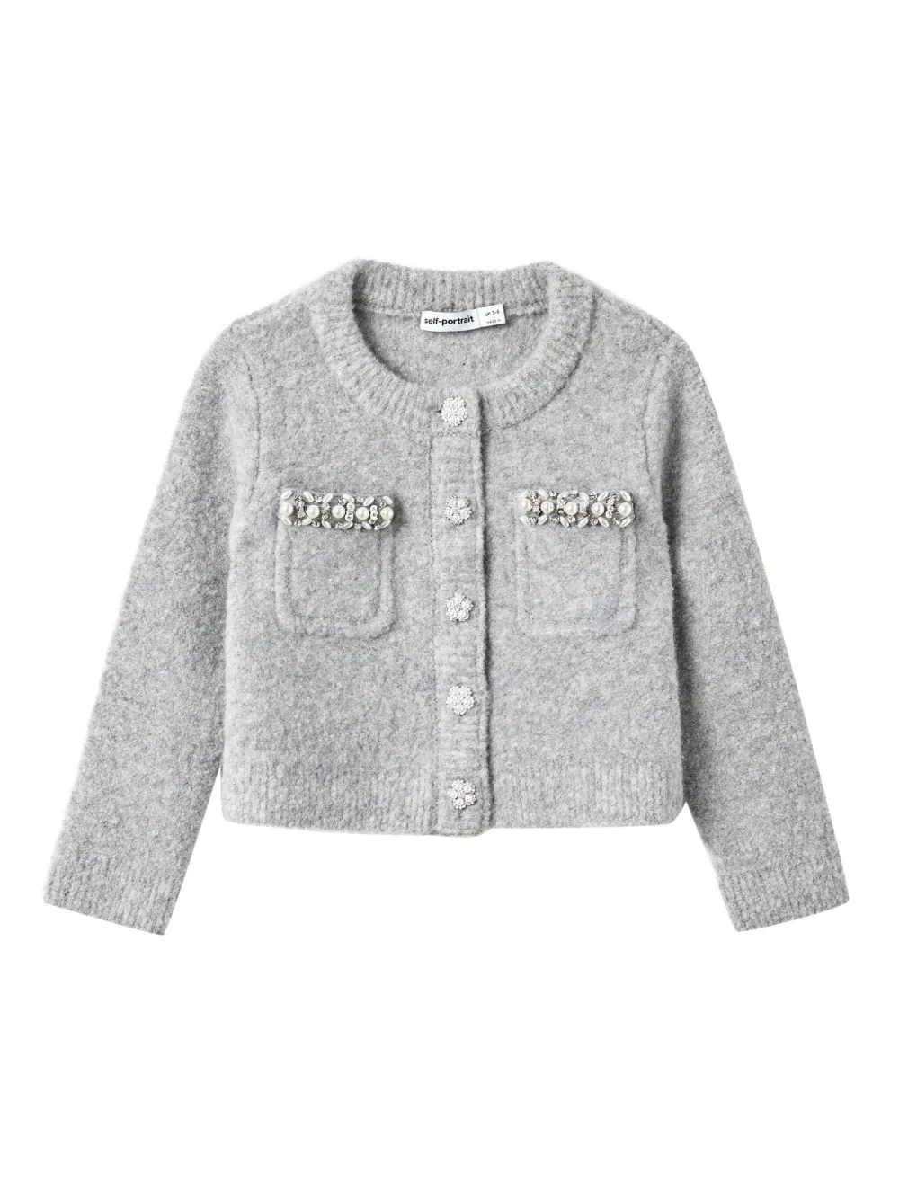 Self-Portrait Kids Vest verfraaid met parels en zak Grijs