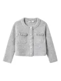 Self-Portrait Kids pearl-embellished pocket cardigan - Grey