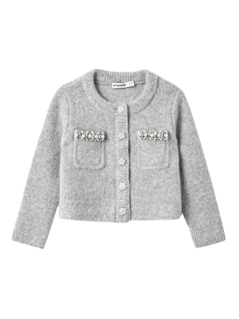 Self-Portrait Kids pearl-embellished pocket cardigan