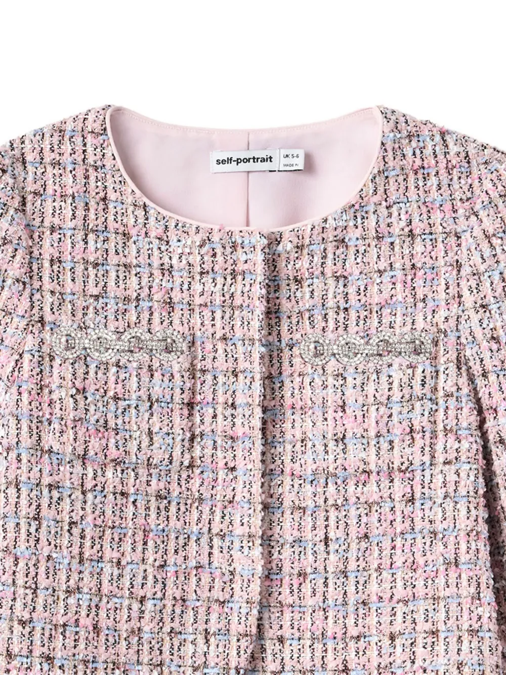 Self-Portrait Kids Tweed jack met verfraaide cuffs Roze