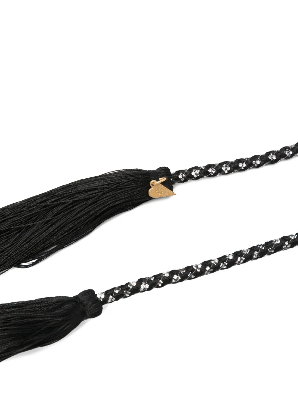 Forte braided crystal-embellished belt Zwart