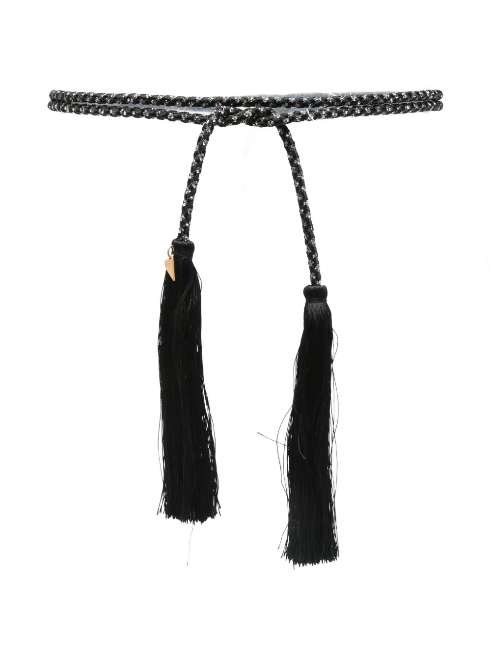 Forte braided crystal-embellished belt Zwart