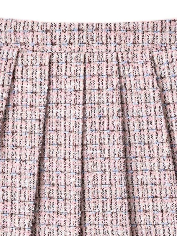 Self-Portrait Kids Pleated Tweed Skirt Pink FARFETCH CA