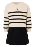Calvin Klein Kids stripe-embellished cotton dress - Neutrals