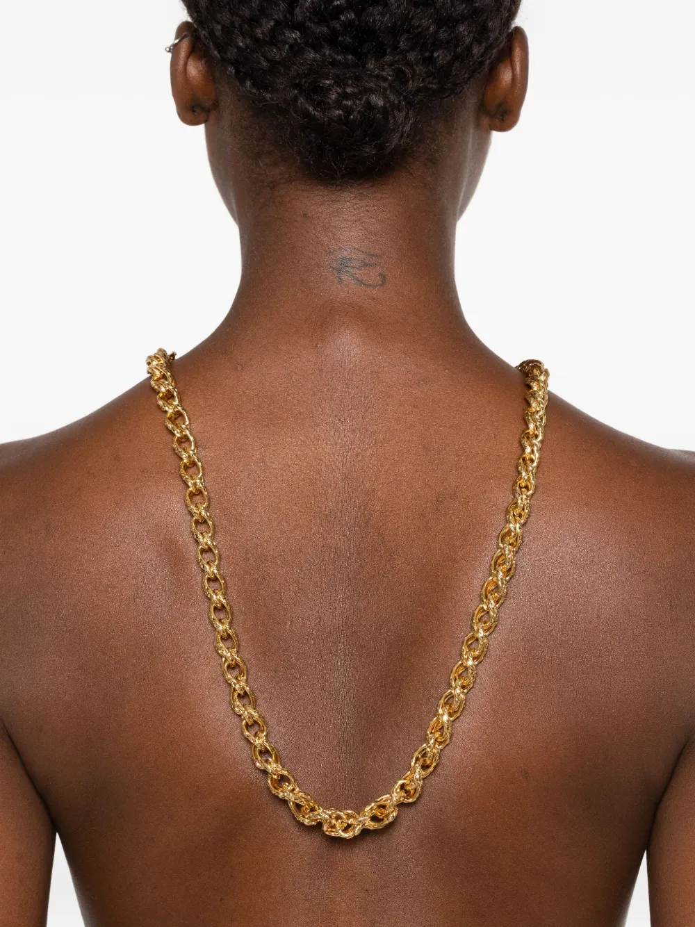 Saint Laurent Chain-link Logo Necklace In Gold