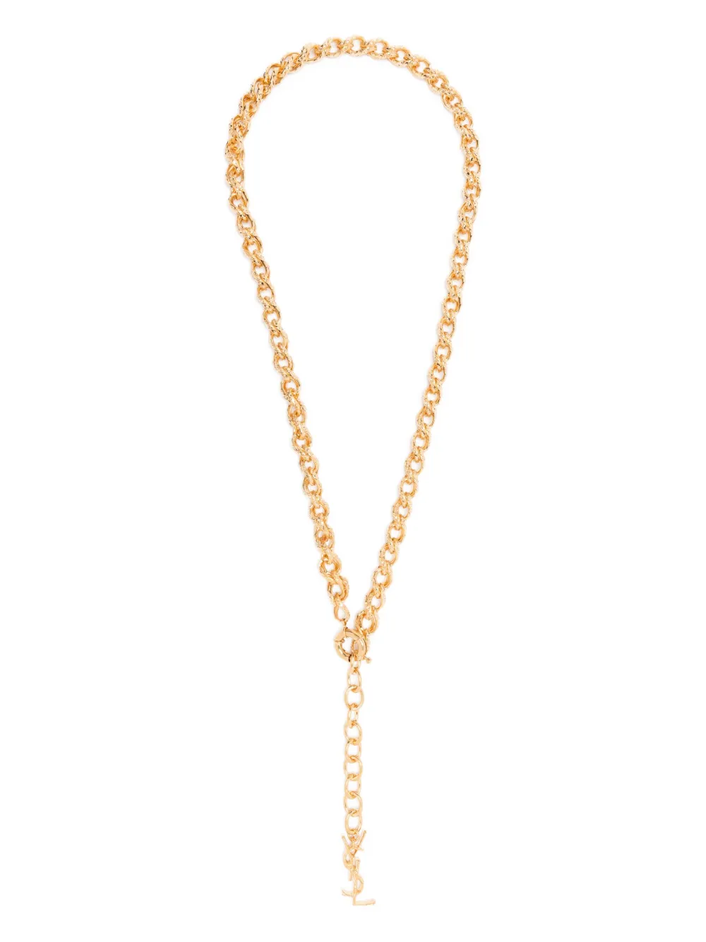 Saint Laurent Chain-link Logo Necklace In Gold