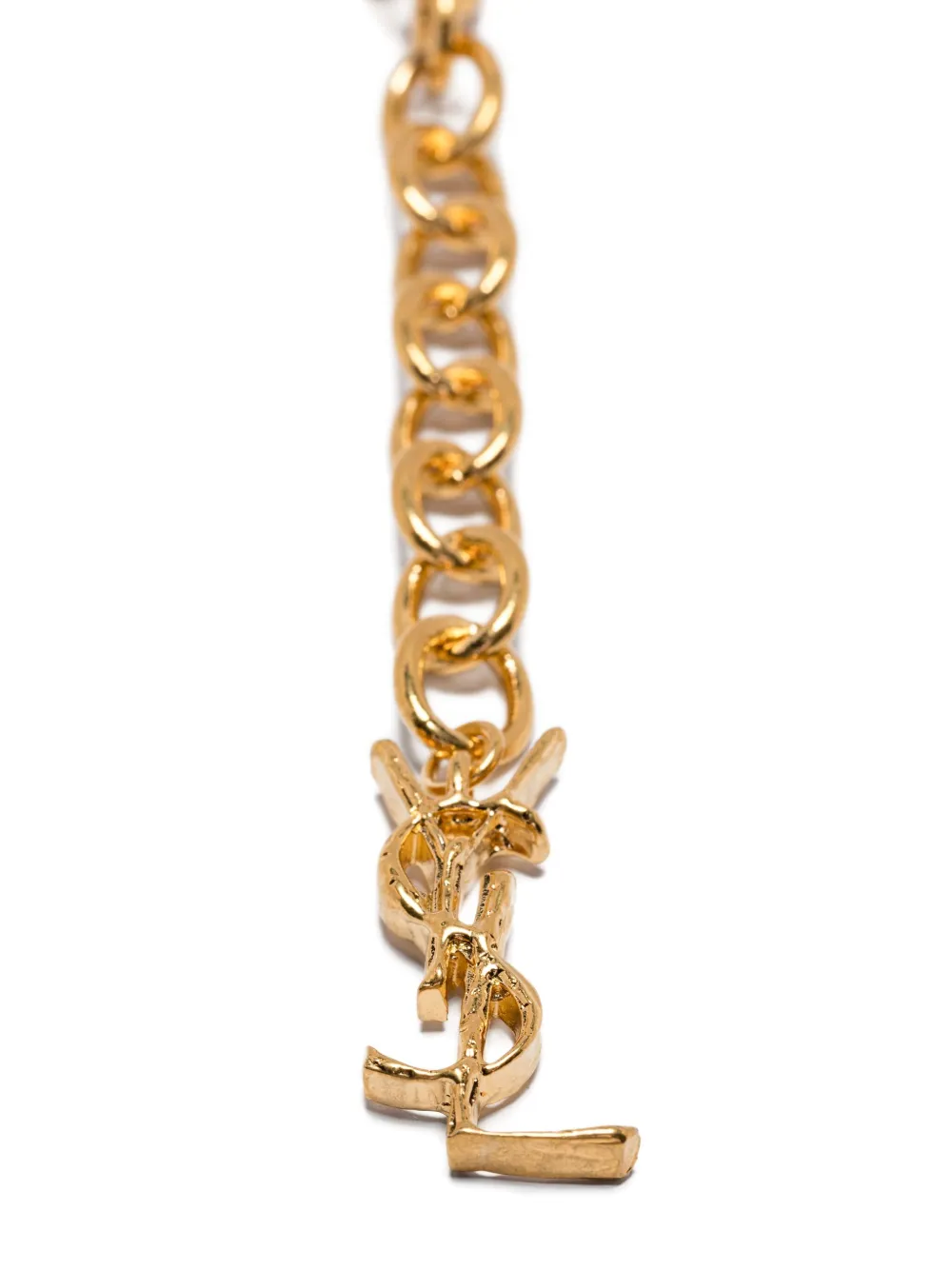 Saint Laurent Chain-link Logo Necklace In Gold