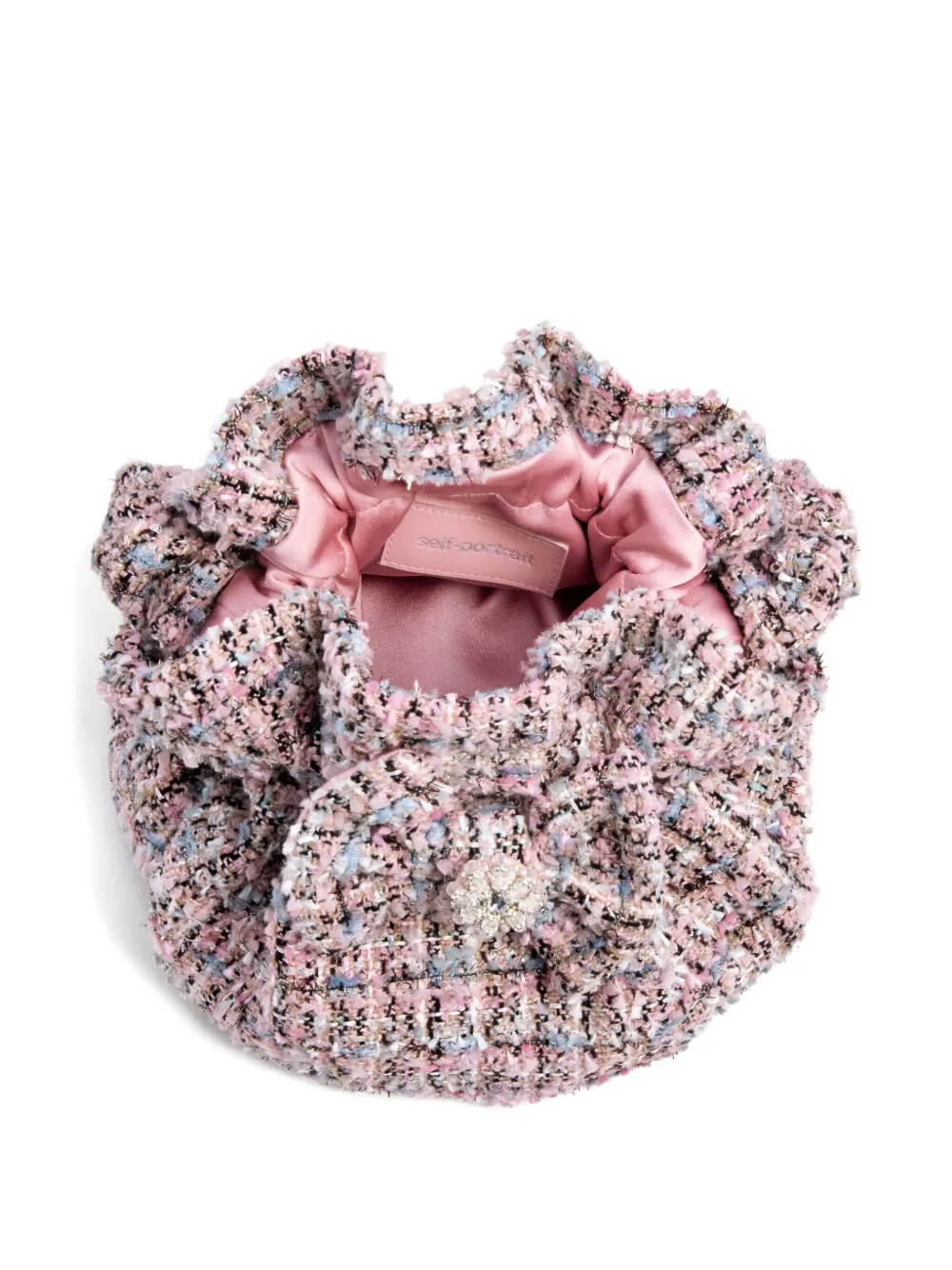 Self-Portrait Kids Tweed tas met strik Roze