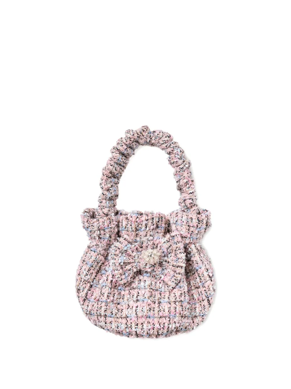 Self-Portrait Kids Tweed tas met strik Roze