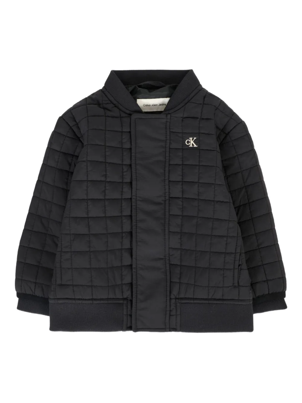Calvin Klein Kids quilted bomber jacket Zwart