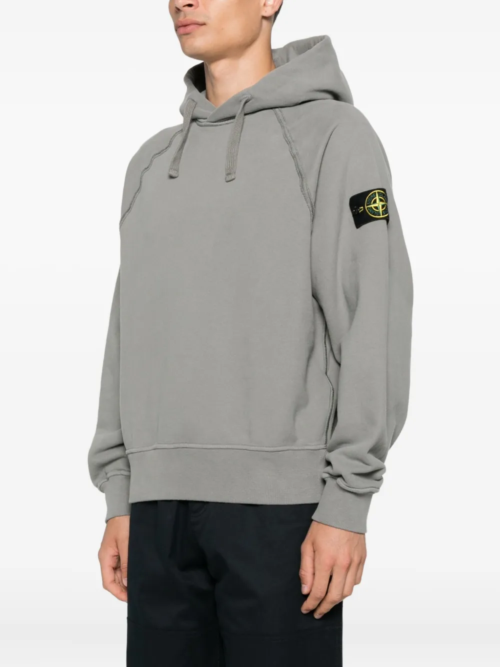 Stone Island raglan-sleeve logo-patch hoodie Grijs