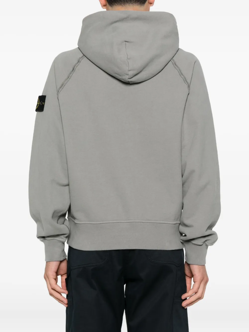 Stone Island raglan-sleeve logo-patch hoodie Grijs