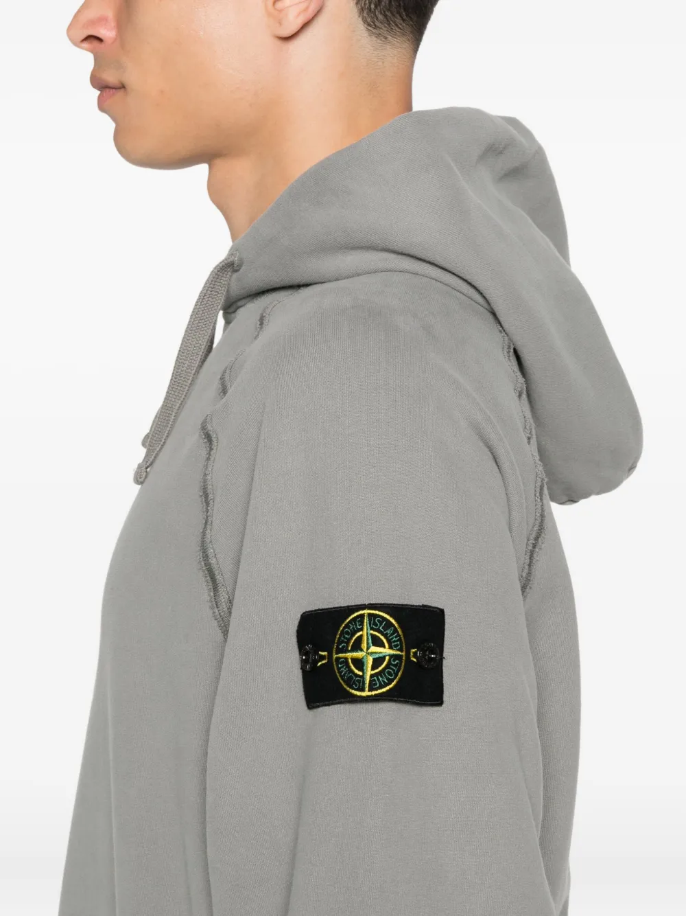 Stone Island raglan-sleeve logo-patch hoodie Grijs