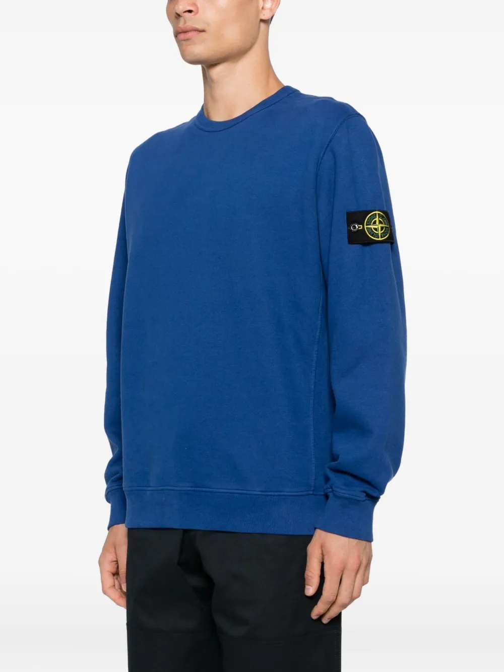 Stone Island 6100028 logo-patch crew-neck sweatshirt Blauw