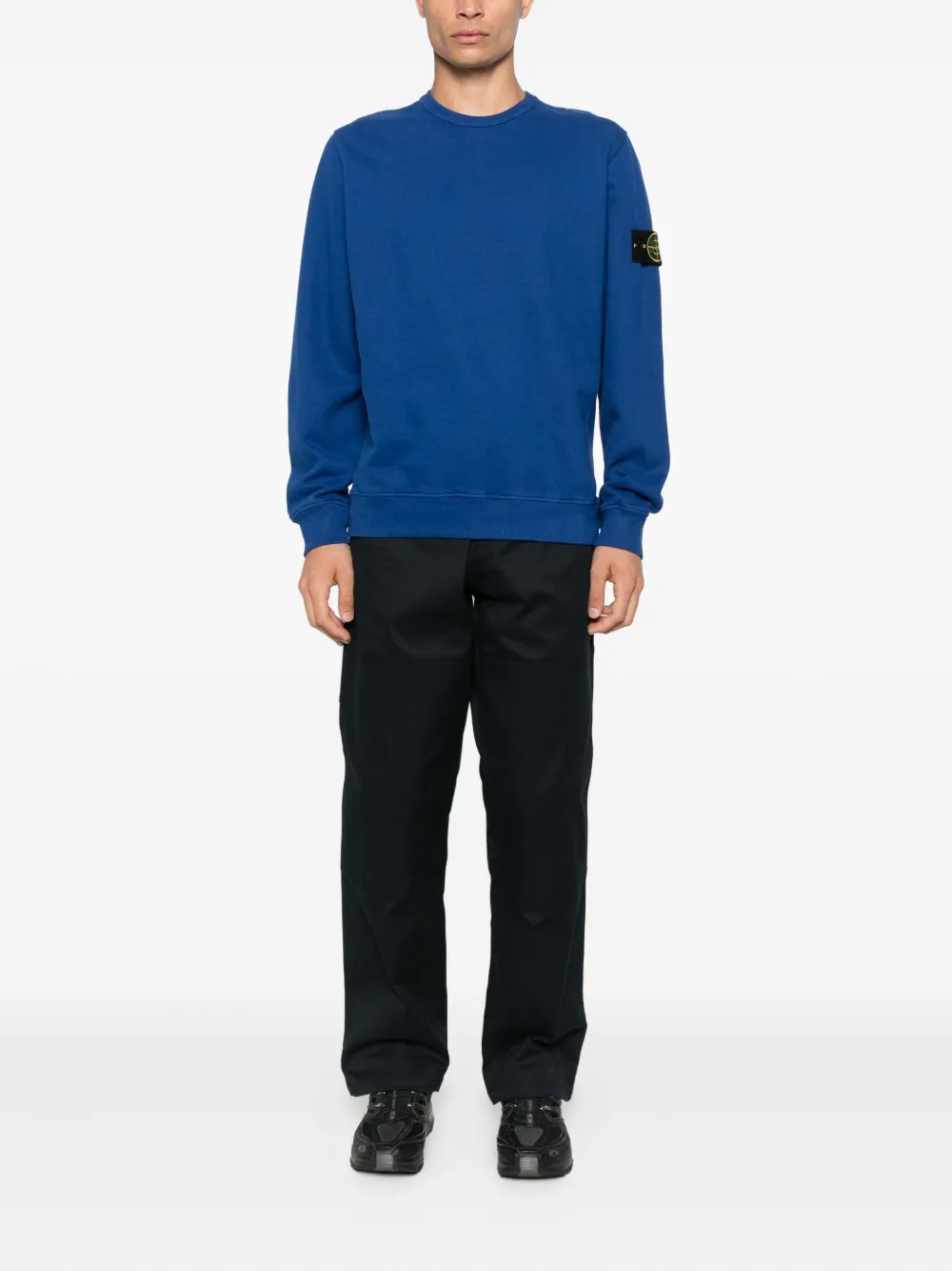 Stone Island 6100028 logo-patch crew-neck sweatshirt Blauw